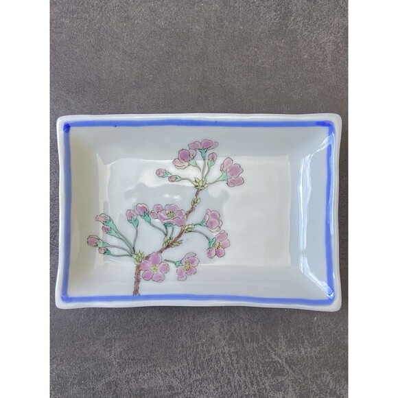 Vintage Kutani Yugaku Rectangle Plate Set Of 5 , Each Different Floral Design - Picture 8 of 16